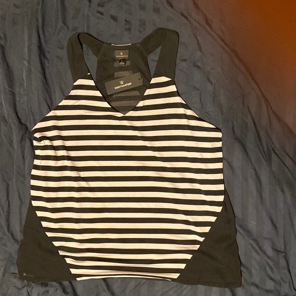 NEW - Worthington Black and White Striped sleeveless blouse